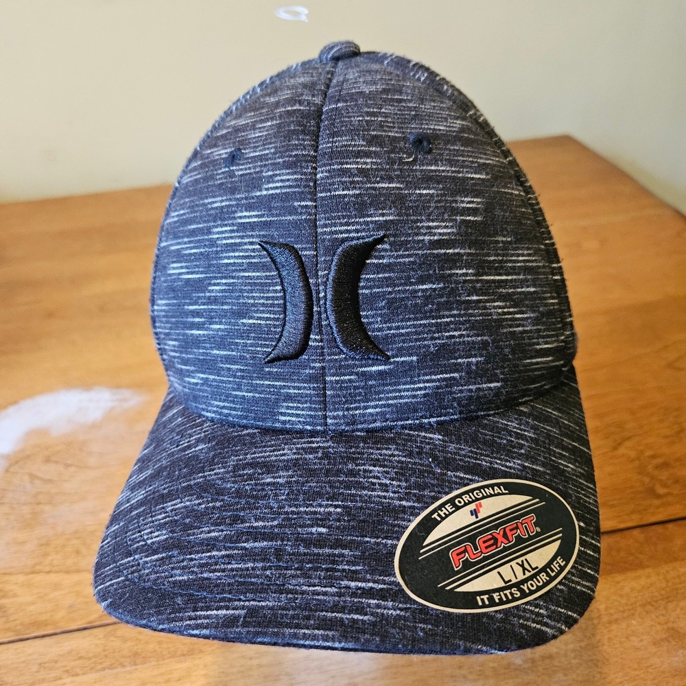 Hurley Flexfit Hat Mens L/XL Black Grey Space Dye Embroidered Logo HNHM0001-LX - Picture 7 of 7